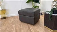 Sofology Artisan Leather Storage Footstool in Relaxed Natural Grain Charcoal