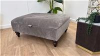Sofology Highgrove Fabric Storage Footstool in Luxury Deep Pile Chenille Grey