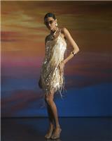 River Island Womens Cream Short Mini Sequin Dress Size 14