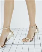 River Island Womens Gold Patent Stiletto Sandals Size UK 5