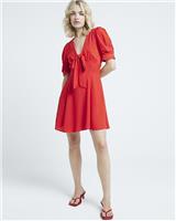 River Island Womens Red Mini Tea Jacquard Dress Size 14