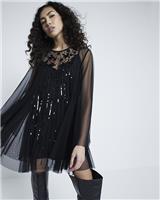 River Island Womens Black Mini Shift Mesh Dress Size 12