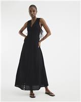 River Island Womens Black Cotton Midaxi Midi Dress Size 10