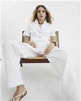 River Island Womens White Linen Straight Trousers Size 18