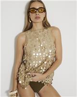 River Island Womens Gold Sleeveless Top Size XS