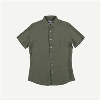 Reiss Mens Khaki Linen Regular Adult Short sleeved Men Shirt Size M