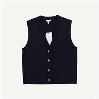 Reiss Womens Navy Viscose Adult Collarless Women Waistcoat Size M