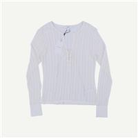 Reiss Womens Cream Cotton V-Neck Adult Long sleeved Women Top Size M