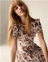 M&S Womens Multi Coloured Viscose Mini A line Floral Women Dress Size 18