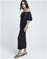 River Island Womens Black Midi Off-shoulder Dress Size 10