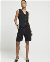 River Island Womens Black Waistcoat Size 16