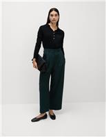 Marks & Spencer Womens Green Wide leg Women Trousers 16 Regular - M&S