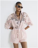 River Island Womens Pink Cotton Playsuit Size M