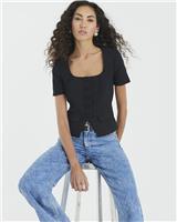 River Island Womens Black Short sleeved Top Size 10