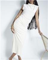 River Island Womens Cream Velvet Midi Bodycon Skirt Size 16