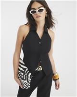 River Island Womens Black Linen Sleeveless Top Size 8