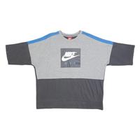 NIKE Mens Grey & Blue Cotton Blend Crew Neck XL Sweatshirt Logo Print - XL Regular