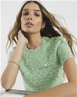 River Island Womens Green Cotton Short sleeved Top Size XS