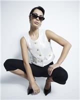 River Island Womens Cream Sequin Collarless Waistcoat Size 16