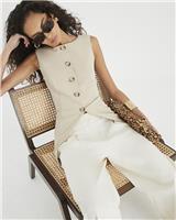 River Island Womens Beige Scuba Single-breasted Waistcoat Size L