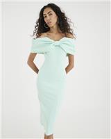 River Island Womens Green Midi Bardot Dress Size M