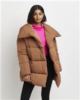 River Island Womens Brown Nylon Puffer Jacket Size S