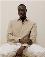 River Island Mens Beige Linen Regular Long sleeved Shirt Size XL