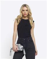 River Island Womens Black Cotton Sleeveless Body Top 12 Petite