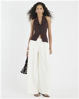 River Island Womens Brown Scuba High-cut Waistcoat Size L