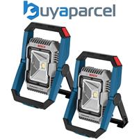 2x Bosch GLI 18V-1900 18v Lithium LED Cordless Floodlight Torch Work Site Light