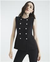 River Island Womens Black Scuba Collarless Waistcoat Size M