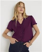 River Island Womens Burgundy Short Sleeve Top Size 16