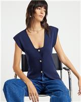 River Island Womens Navy High-cut Waistcoat Size XL