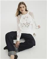 River Island Womens Cream Cotton Long sleeved Sweatshirt Size L