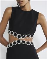 River Island Womens Black Cotton Mini Cut-out Dress Size 16