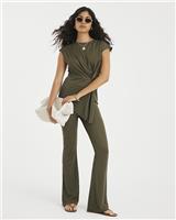 River Island Womens Green Polyamide/Elastane Flared Trousers Size M