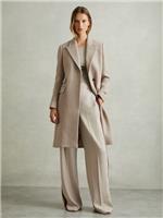 Reiss Womens Natural Wool Longline Coat Size 4