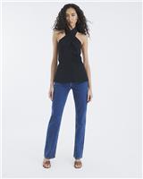 River Island Womens Black Collarless Waistcoat Size 12