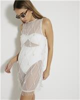 River Island Womens White Knee length Sun Dress Size M