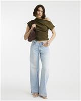 River Island Womens Khaki Cotton Short sleeved Top Size XS