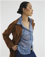 River Island Womens Blue Cotton Short sleeved Shirt Size 12