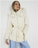River Island Womens Cream Puffer Coat Size 8