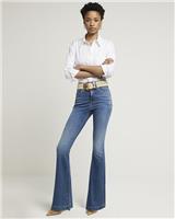 River Island Womens Blue Denim Flared Jeans 8 Long