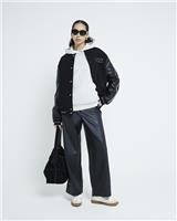 River Island Womens Black Poly blend Wide Trousers Size 18