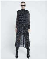 River Island Womens Black Midi Chiffon Polka dot Dress Size 8