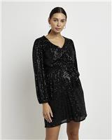River Island Womens Black Mini Tea Sequin Dress 16 Maternity