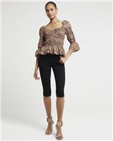 River Island Womens Brown Cotton Mid sleeved Top Size 14