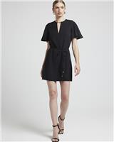 River Island Womens Black Mini Shift Crepe Dress Size 18