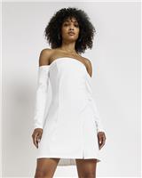 River Island Womens White Polyamide/Elastane Mini Shift Dress Size 12