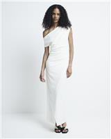 River Island Womens Beige Midi Split Crepe Dress Size 12